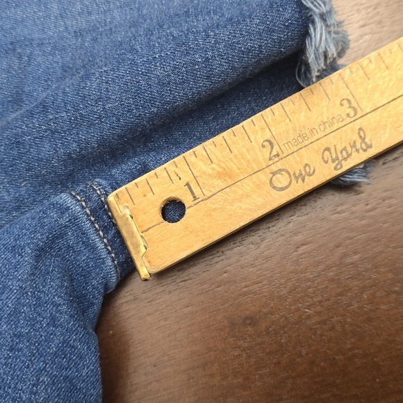 BLACK LABEL Denim Blue Women's M Shorts Fringe Elastic Waistband - Picture 6 of 6